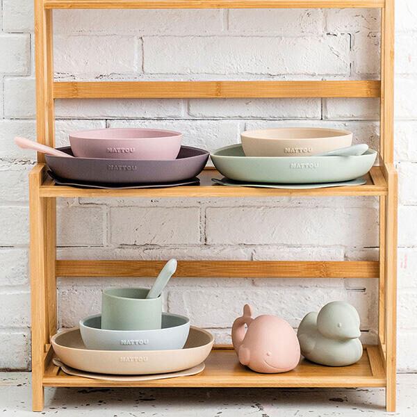 Kinderservies siliconen blauw / mint groen - Afbeelding 3