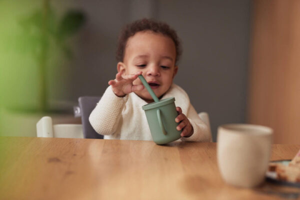 Drinkbeker met rietje siliconen jeans blue - Afbeelding 2