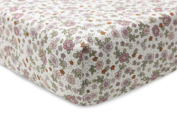 Hoeslaken Wieg Retro flower Wild rose