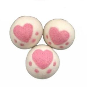 Drogerballen vilt 3 stuks ballen met hartjes